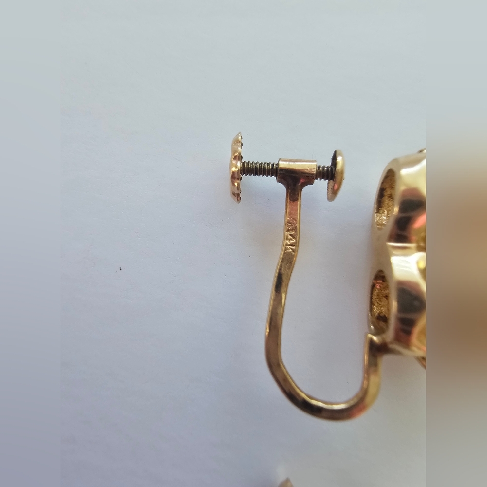 Vintage Mid-Century 14K Gold Double Pearl Earrings - Picture 3 of 5